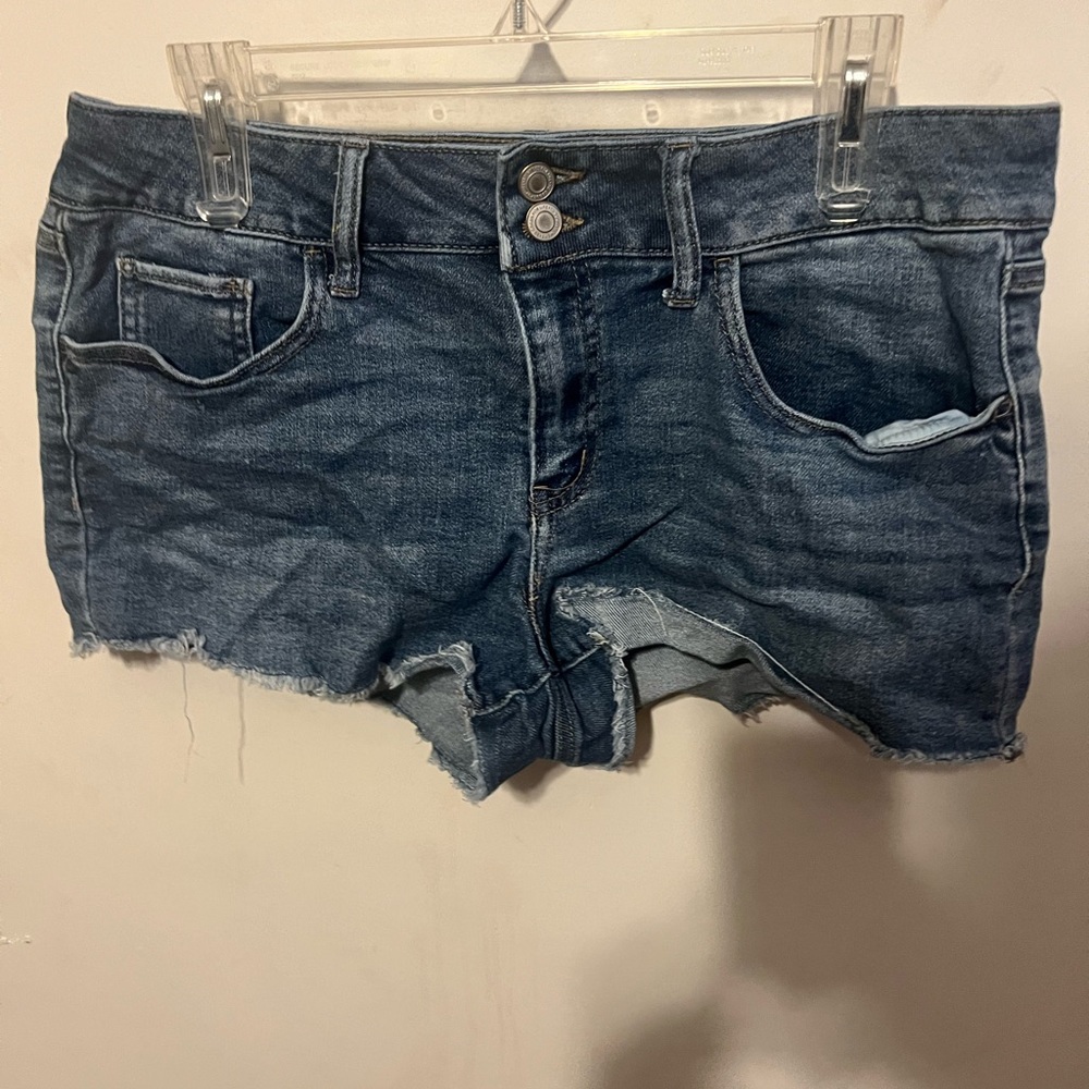 SO Denim Blue Frayed Hem Jean Shorts
